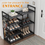 CSXGBAB Black Tubes Closet Shoe Rack, Boot Rack, 5 Tier Oxford Fabric Shelf, Easy Assembly, Sturdy and Durable, Holds Up to 3