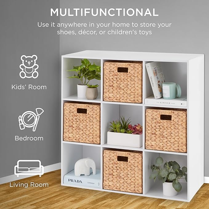 Best Choice Products 9-Cube Storage Organizer, 13.5in Shelf Opening, Bookcase, Display Shelf, Customizable w/ 3 Removable Bac