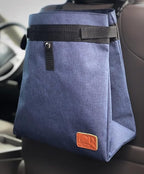 Car Trash Can Hanging for Headrest, Extra Large Waterproof Auto Garbage Bag Organizer, Collapsible Vehicle Waste Bin (Navy Blue)