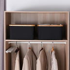 efluky Storage Baskets for Organizing, Fabric Storage Bins with Bamboo Handles, Collapsible Storage Baskets for Shelves and C
