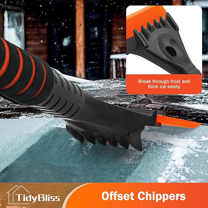 Ice Scraper and Snow Brush for Car Windshield, 24.8 inches Aluminum Frost Remover with Ergonomic Foam Grip for SUV Truck Glass Window (Orange)
