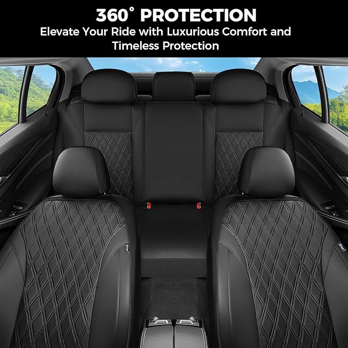 FLORICH Car Seat Covers Full Set, Leather Seat Covers for Cars, Car Seat Protector Waterproof Breathable, Universal Automotiv