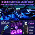 LivTee Smart Car LED Interior Lights with USB Port, LED Strip Fiber Optic Lights, Wireless App Control, Sync to Music, Car Accessories Gifts for Women and Men