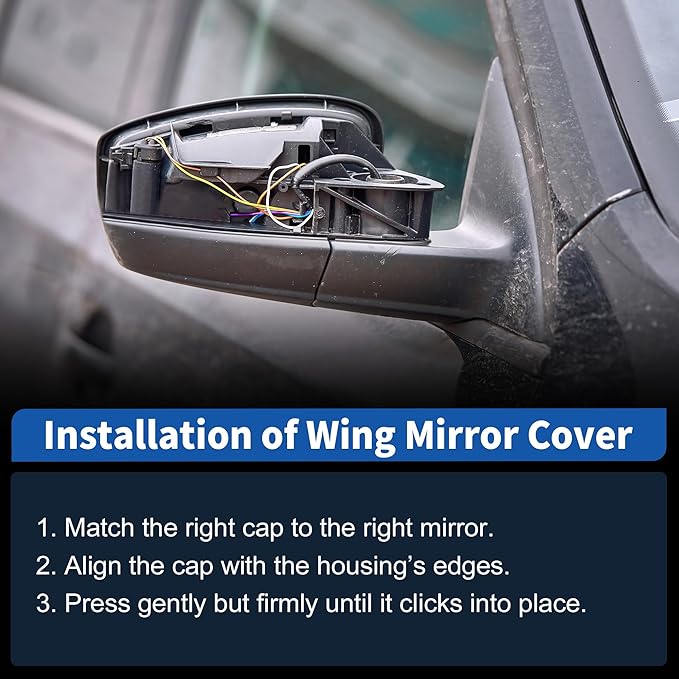 Motoforti Right Side Wing Mirror Cover for Nissan Altima 2019-2024, Car Rear View Mirror Cover Cap No.963736CA9A, Car Exterior Door Side Rearview Mirror Cap Mirror Housing, Glossy Black