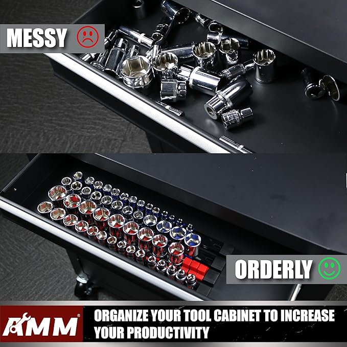 AMM 18-Piece Socket Organizer, 1/2 inch, 3/8 inch and 1/4 inch Drive ABS Tools-Socket Holder,Heavy Duty Socket Racks, Premium