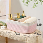 MiniArk Small Storage Baskets for Organizing | Closet Organizer Bins | Shelf Toy Basket | Woven Rope Baskets | Cube Decorativ