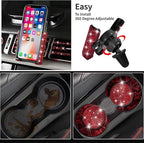 CAR PASS 23 PCS Bling Diamond Car Accessories Set for Women, Leather Car Seat Covers Full Set Sparkly Rhinestone15'' Steering Wheel Covers Shining Diamond Car Floor Mats Cute Car Interior Sets, Red