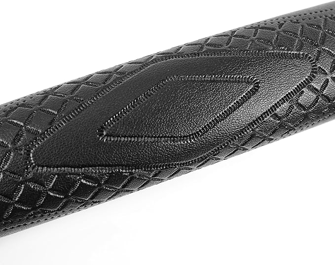 Red Rain Black Cowhide Steering Wheel Covers Genuine Leather Car Steering Wheel Cover Protector Universal 15inch Wheel Cover Size M for Car SUV Truck (C-Black-M)