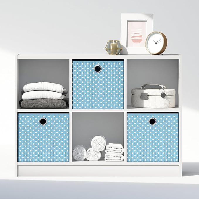 Furinno Cubic Closet Organizers and Storage, 6-Cube Closet Organizer with Bins, Open Shelf Storage, for Wardrobe, Bedroom, Li