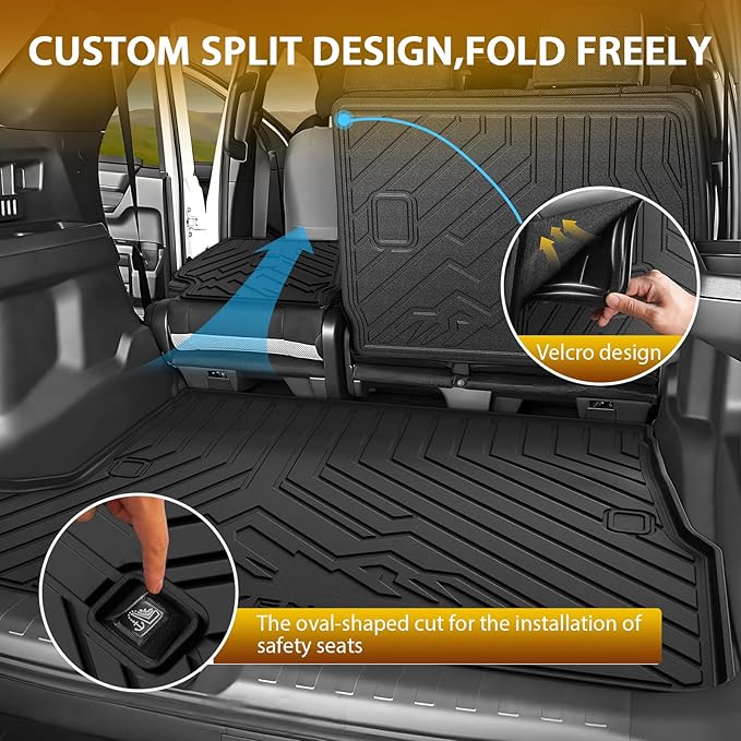 Powerty Floor Mat for Toyota 4Runner 2025 2026, All Weather TPE Custom Trunk Cargo Mat Liner with Backrest Mat Replacement for Toyota 4Runner Accessories (Fit 5 Seats,Not for Hybrid Model)