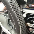Moyishi Top Leather Steering Wheel Cover Universal Fit Soft Breathable Steering Wheel Wrap (Black1)
