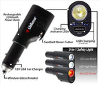 6 in 1 Auto Emergency Extraction Tool and LED Emergency Light - Seat Belt Cutter, Auto Glass Breaker, 3-Mode Security Flashli