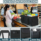 Sturdy Extra Large Utility Tote Bag with Hard Bottom & Sides, Heavy Duty Grocery Tote Bag, Thirty One Utility Tote with Handles for Shopping, Beach, Picnics, Camping, Car (22.5"x11"x12")