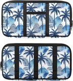 Sun Visor Organizer for Trucks,Blue Coconut Tree Car Essentials Tool Pack with Zipper Pockets Tactical Panel Adjustable Straps Auto Visor Storage Pouch