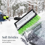 Best Choice Products Snow Brush with Squeegee & Ice Scraper, Up to 39" Extendable Foam Grip, 270° Pivoting Snow Brush for Car Truck SUV, Storage Bag Included - Lime