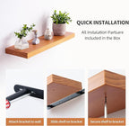 Floating Shelves for Wall 16 Inch Solid Real Wood Shelves Set of 2 Rustic Farmhouse Wall Mounted Wood Shelf for Bedroom Livin