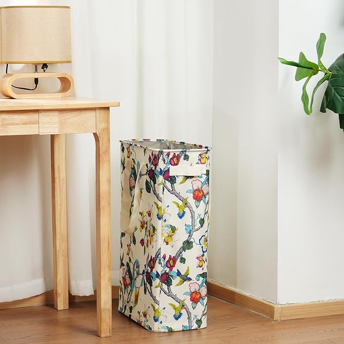 efluky Slim Laundry Basket, Narrow Laundry Hamper with Handles, Collapsible Dirty Clothes Hamper, Tall Laundry Bin for Laundr