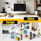 Spampur Peg Board, 6 Pack Metal Pegboard Panels White Pegboards Wall Organizer with 50 Hooks, Heavy Duty Peg Board for Walls 