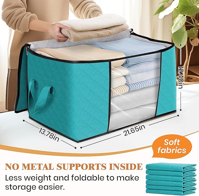 Fab totes Storage Bags,Clothes Blanket Storage Bins Foldable Closet Organizers with Reinforced Handle for Home Dorm Storage a