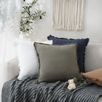 Foindtower Set of 2 Decorative Linen Fringe Throw Pillow Covers Boho Farmhouse Cushion Cover with Tassels Accent Pillowcase f