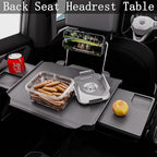 2 in 1 Large Car Steering Wheel Tray/Back Seat Headrest Table with Phone Holder for Eating Food Drink and Writing Work, Car Steering Wheel Desk Laptop Mount - Gifts for Truck Drivers