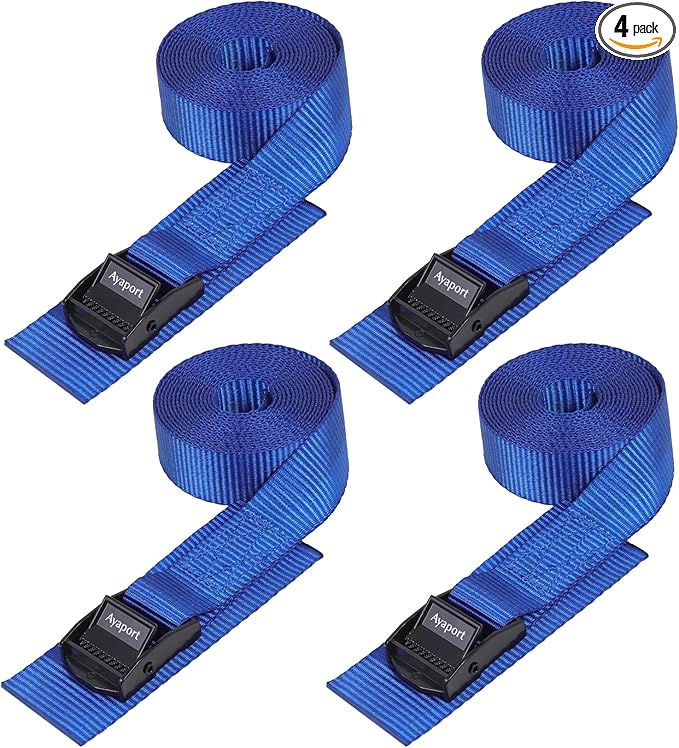 Ayaport Lashing Straps Car Roof Rack Straps Cam Buckle Tie Down Strap for Kayak, SUP, Canoe, Surfboard Packing (Blue, 1" x 12')