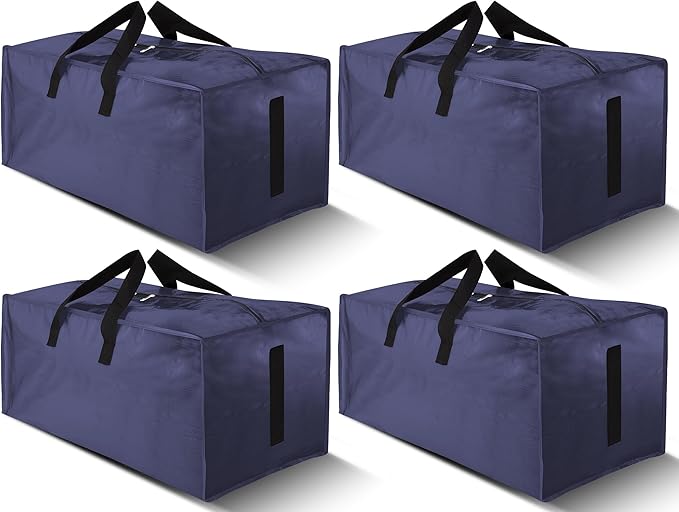 HOMESURE 4 Pack Large Strong Moving Bags with Zippers & Carrying Handles - Water-Resistant - Heavy Duty Storage Tote for Spac