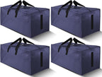 HOMESURE 4 Pack Large Strong Moving Bags with Zippers & Carrying Handles - Water-Resistant - Heavy Duty Storage Tote for Spac