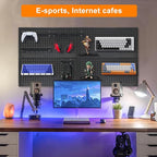 4 Pack Metal Pegboard Panels 24" x 12" Black Heavy Duty Steel Pegboard Wall Organizer, Garage Utility Tools Pegboard Storage 