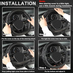 GIANT PANDA Steering Wheel Cover for Nissan Altima Rogue - Car Steering Wheel Cover for Nissan D Shape(Black-D-Shaped)