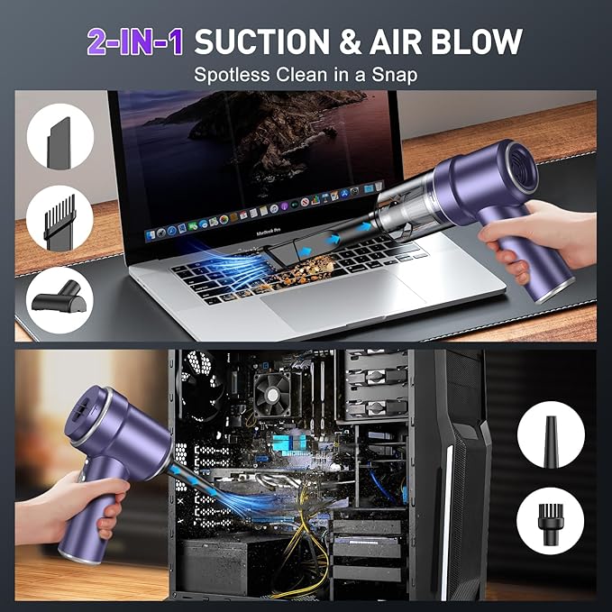 KMM Handheld Car Vacuum Cleaner, 9000PA Vacuum Cleaner & Air Duster, 120W High Power Vacuum Portable Cordless, Hand Held Vacu