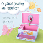 The Memory Building Co Butterfly Musical Jewelry Box Plays Classic Melody, Storage Organizer Music Box for Kids Ages 6-12, MD
