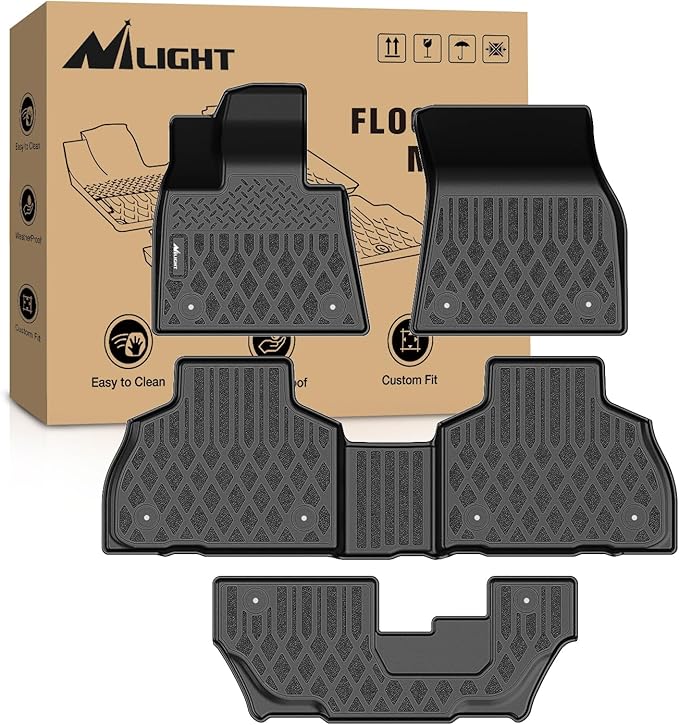 Nilight TPE Floor Mats for BMW X7 7 Seats 2019 2020 2021 2022 2023 2024 2025 2026 All Weather Custom Fit Heavy Duty Floor Liners
