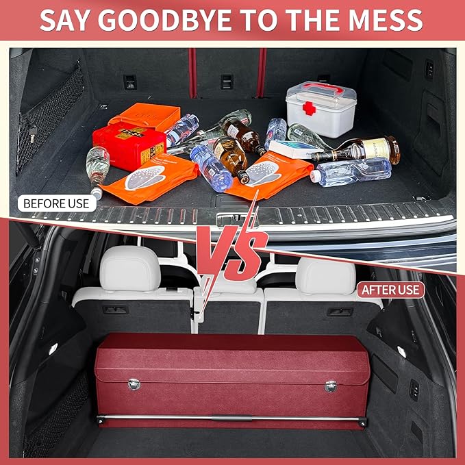 Car Trunk Organizer for Honda CR-V 2017-2022, Collapsible Sturdy Trunk Storage Container with Lid and Handle Large Leather Car