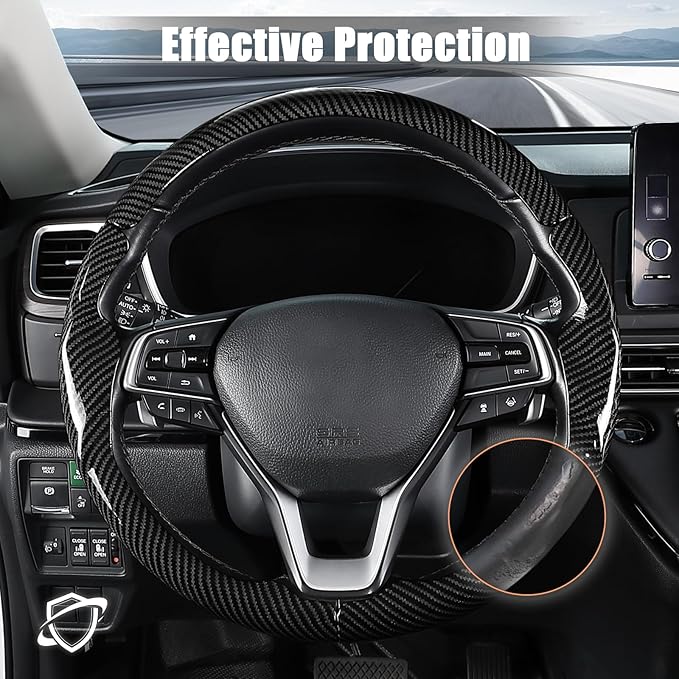 Aimato Customized Steering Wheel Cover for Honda Accord 2018-2022/Insight 2019-2022, Thin,Anti-Slip,Scratch-Resistant Exclusive Car Accessory for Honda, Bright Black