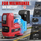 160PSI Cordless Tire Inflator Compatible with Milwaukee 18V Air Compressor, Portable Air Pump Automatic Shut Off, LED Light, Digital Pressure Gauge for Cars Motorcycles Bikes(Bare Tool)