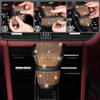 NBTEPEM 30 Pcs Orange Bling Car Accessories Set for Women, Steering Wheel Cover Set, Bling Console Cover, Seat Belt Cushion, Shift Knob Cushion, Cup Holder Coaster, Rhinestone Car Hanging Accessories