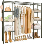 Neprock Portable Closet Wardrobe, Metal Clothing Rack with 8 Shelves & 1 Hang Rod, Free Standing Closet Rack for Hanging Clot