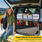 Car Backseat Hanging Trunk Organizer - Gray, 8 Large Storage Bags - Super Capacity Storage Solution for SUVs, Trucks, Vans, and Cars