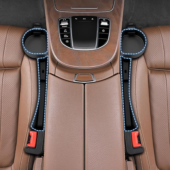 Car Seat Gap Filler, Seat Gap Organizer with Phone Holder, Car Seat Accessories Fit Car SUV Truck, 2PCS Seat Gap Filler with Purse Hook for Car, Black