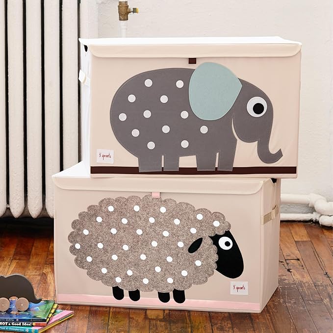 3 Sprouts Large Toy Chest for Kids with Lid and Handles - Collapsible Toy Storage Bin/Trunk/Box/Basket Organizer for Boys & G