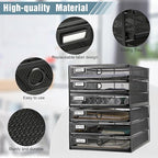 Zhanmai 2 Pack Black Desk Organizer with Drawer Total Wire Mesh Storage Tray Multifunctional Paper Sorter File Stand for Home