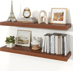 Floating Shelves for Wall, 9.3" Deep Wall Mounted Wood Shelves for Bathroom, Bedroom, Living Room, Kitchen, Hanging Shelf for