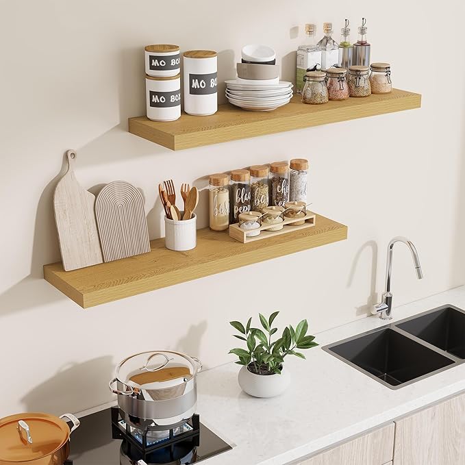 Dreamland 40 Inches Floating Shelves for Wall, 9.3 Inch Deep Floating Shelves Set of 2, Large Display & Storage Shelf, Wall S