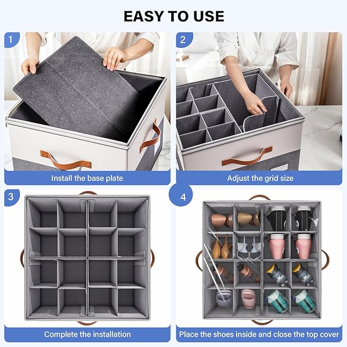 Dayacoco 1 Pack Shoe Organizer for Closet, Fits Up to 16 Pairs, Foldable Shoe Storage Organizer, shoe containers with Clear C