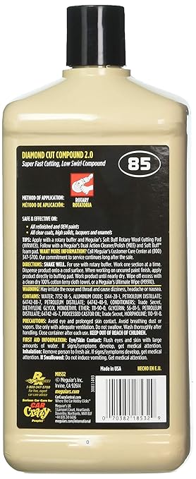 Meguiar's Professional Diamond Cut Compound 2.0 M8532 - Professional-Grade Compound Perfect to Remove Heavy Defects Like Scratches, Staining, Water Spots, and More While Restoring Shine & Gloss, 32 Oz