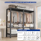 Heavy Duty Clothes Rack With Magnetic Door, Load 1500lbs, Foldable Portable Wardrobe Closet, Hanging Clothing Metal Garment R