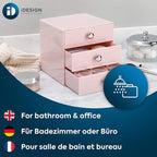 iDesign Plastic 3-Drawer Jewelry Box, Compact Storage Organization Drawers Set for Cosmetics, Dental Supplies, Hair Care, Bat