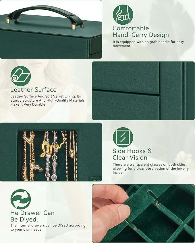 AKOZLIN 360° Rotating Jewelry Box 6-Tier Organizer Functional Jewelry Storage Case for Women Girls Ring Necklace Earring Brac