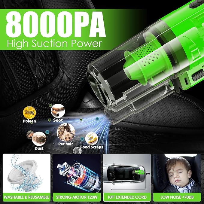 Viewsun 30pcs Car Cleaning Kit, Car Interior Detailing Kit with High Power Handheld Vacuum, Detailing Brush Set, Windshield C